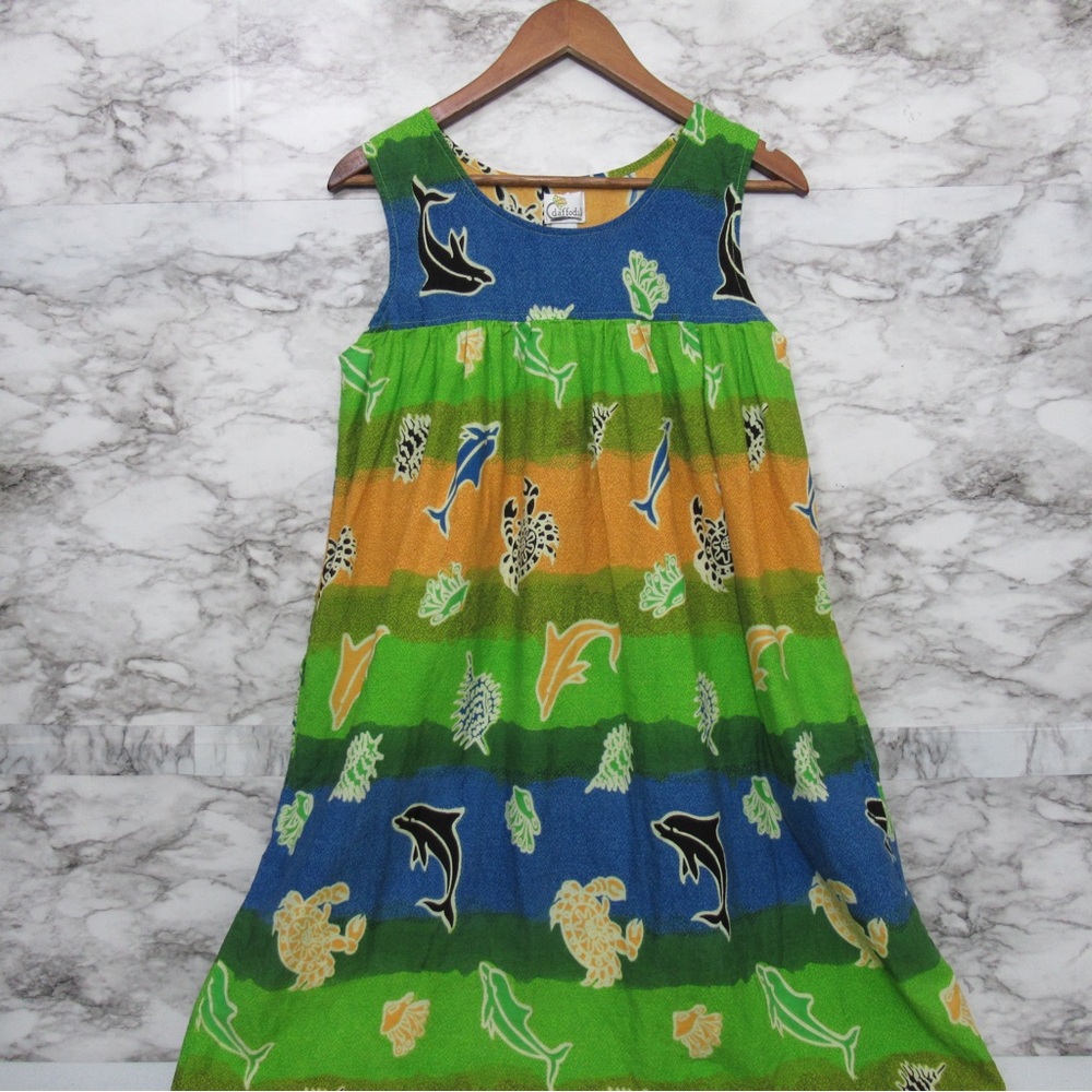Daffodil Colorful Dolphin Sleeveless Tropical Dress Size Medium
